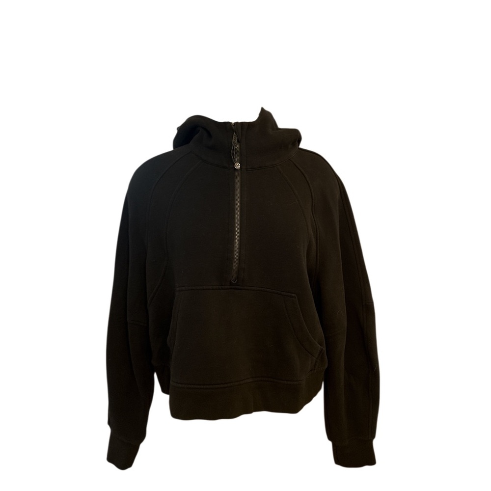 Lululemon Athletica Black Half-Zip Scuba Hoodie cropped sized M/L
